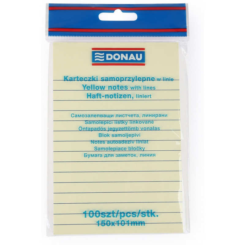 0303202669a72117228e1.jpeg Karteczki Donau 101x150mm w linie żółte (100) - obrazek 1