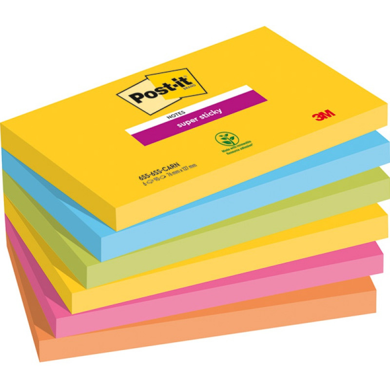 0303202669a7211b079d7.jpeg KARTECZKI POST-IT SUPER STICKY 76x127mm MIX KOLOR (6x90) - obrazek 1