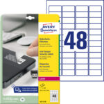 ETYKIETY A4 AVERY 45,7*21,2mm DO PLOMBOWANIA BIAŁE (20)