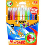 FLAMASTRY BIC COLOUR&ERASE 12 KOLORÓW