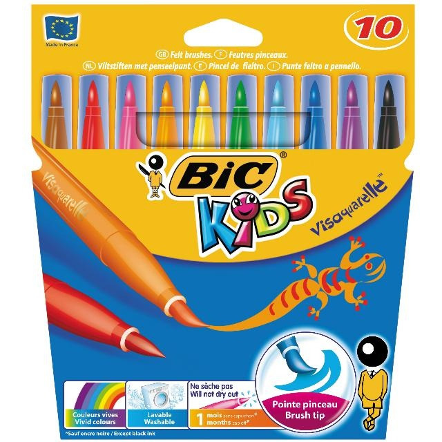 0303202669a722a5a757e.jpeg FLAMASTRY BIC VISAQUARELLE 10 KOLORÓW - obrazek 1