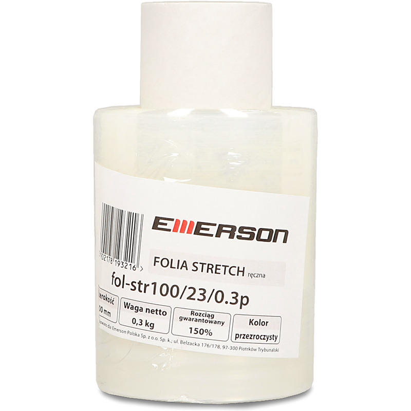 0303202669a722ca3473c.jpeg Folia stretch Emerson Mini-Rap 0.3kg 23µm przezroczysta - obrazek 1