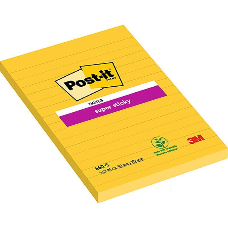0303202669a723d62e348.jpeg KARTECZKI POST-IT SUPER STICKY 102x152mm ŻÓŁTE (75) - obrazek 1