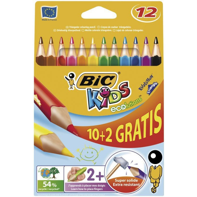 0303202669a72482463ff.jpeg KREDKI BIC EVOLUTION TRIANGLE 12 KOLORÓW - obrazek 1