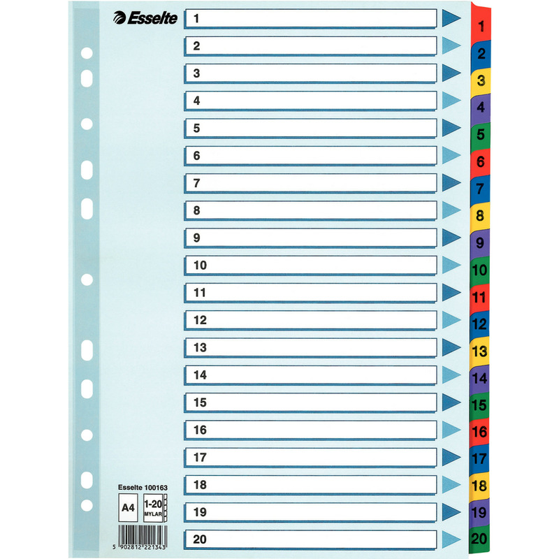 0303202669a726e71f2bd.jpeg PRZEKŁADKI MYLAR ESSELTE A4 1-20 - obrazek 1