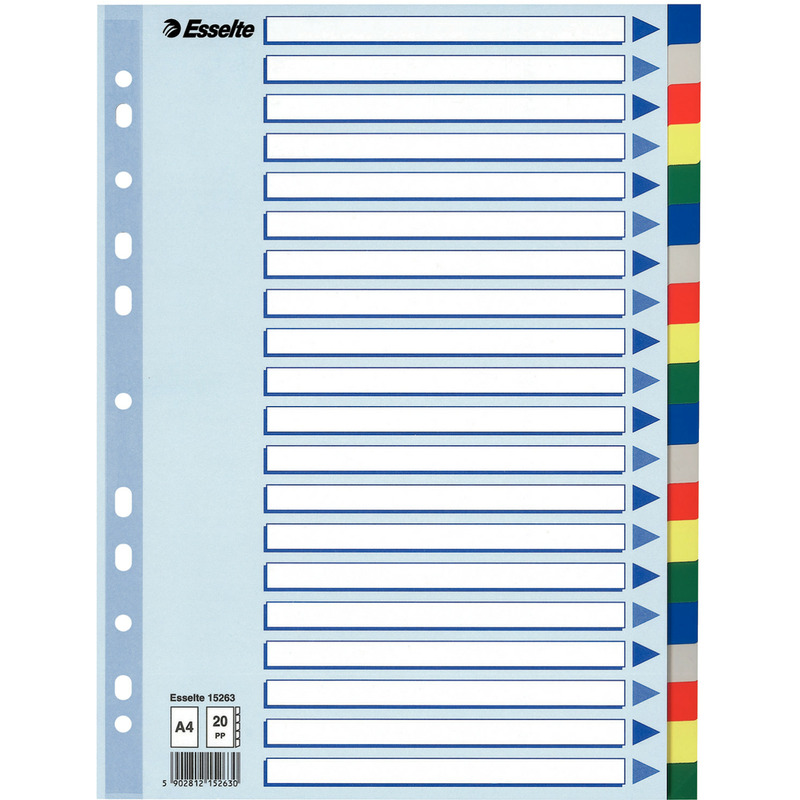 0303202669a726f5e1159.jpeg PRZEKŁADKI PP ESSELTE A4 INDEX 20 KOLORÓW - obrazek 1