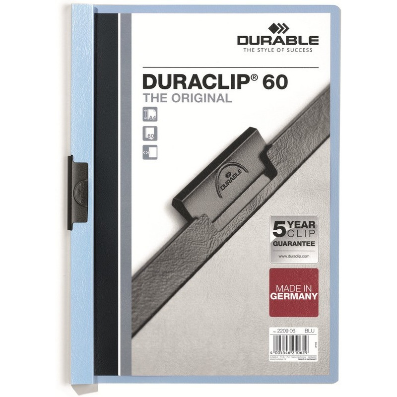 0303202669a7281de0f15.jpeg SKOROSZYT Z KLIPSEM DURABLE DURACLIP 60 NIEBIESKI - obrazek 1