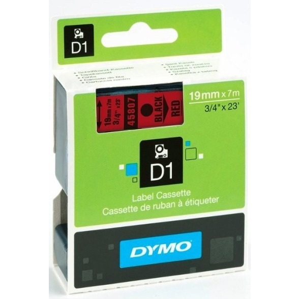 0303202669a72874eb87b.jpeg TAŚMA DYMO D1 19mm*7m CZERWONA (CZARNY TEKST) - obrazek 1