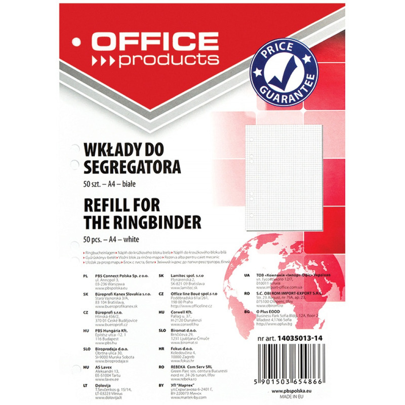 0303202669a7295d6719b.jpeg Wkład do segregatora Office Products A4/50k kratka biały - obrazek 1