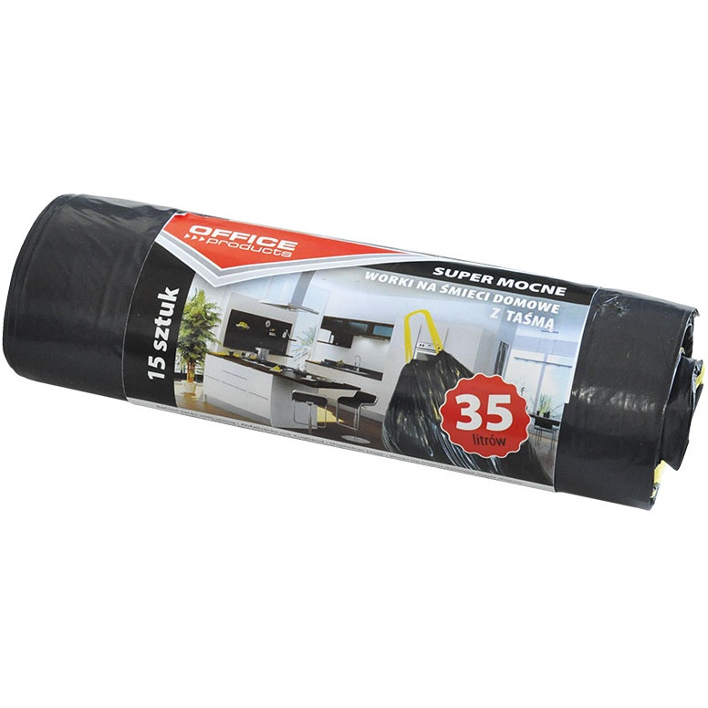 0303202669a72985da7a9.jpeg Worki na śmieci Office Products 35L LDPE z taśmą czarne (15) - obrazek 1