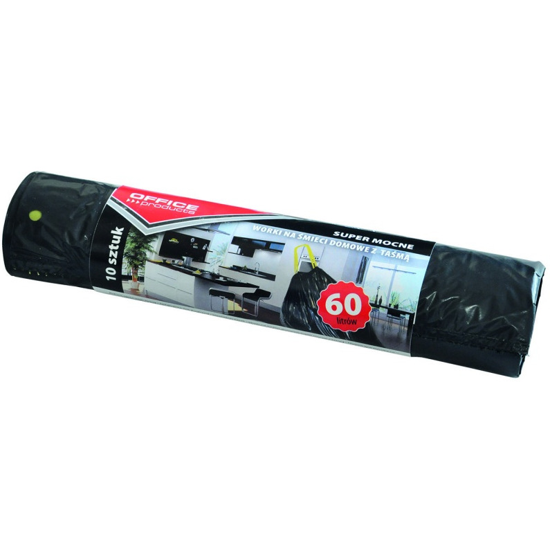0303202669a7298656a31.jpeg Worki na śmieci Office Products 60L LDPE z taśmą czarne (10) - obrazek 1