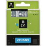 TAŚMA DYMO D1 24mm*7m PRZEZROCZYSTA (BIAŁY TEKST)