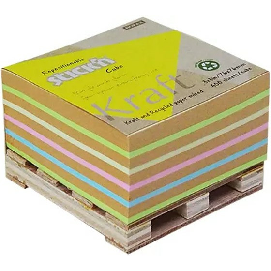 0403202669a7b9ecaade3.jpeg Karteczki Stick'n 76x76mm Kraft 5 kolorów (400) - obrazek 1