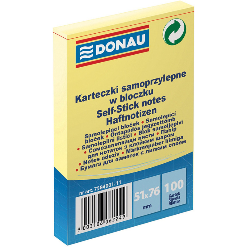 0403202669a7d6d45ae9b.jpeg Karteczki Donau 51x76mm żółte (100) - obrazek 1