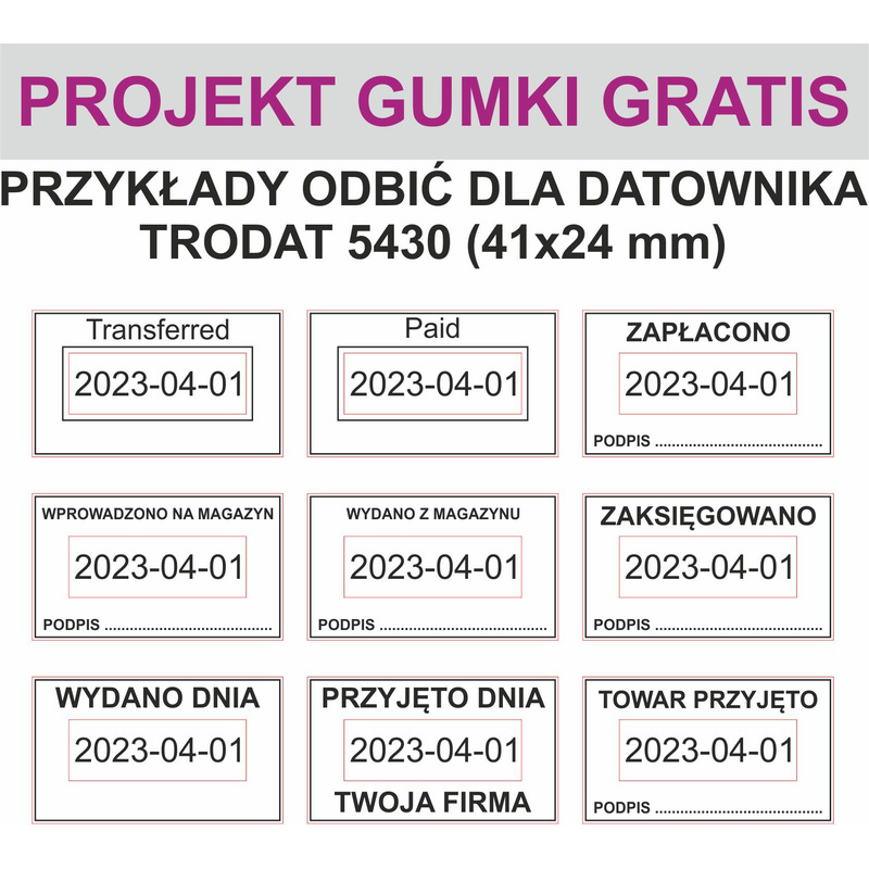 0403202669a7d74ae7975.jpeg DATOWNIK TRODAT 5430 ISO 4 MM 41X24 MM WKŁADKA MIX - obrazek 1