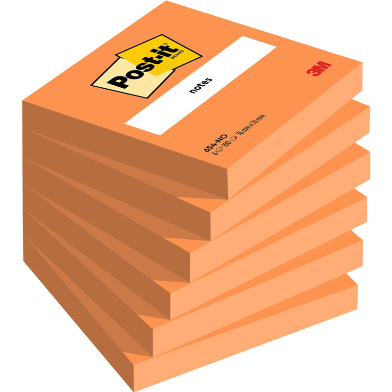 0403202669a7d8d53b31a.jpeg Karteczki Post-it 76x76mm (654-NO) jaskrawopomarańczowe (100) - obrazek 1