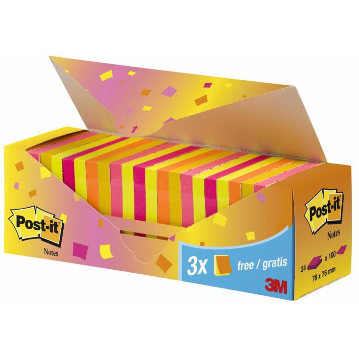 0403202669a7d8d5b501d.jpeg Karteczki Post-it 76x76mm (654-NP24) mix kolorów (24x100) - obrazek 1
