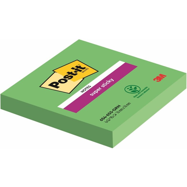 0403202669a7d8dbd9994.jpeg Karteczki Post-it Super Sticky 76x76mm (654-6SS-GRN) zielone (90) - obrazek 1