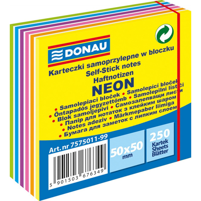 0403202669a7dafb6d3c5.jpeg Karteczki Donau 50x50mm neon-pastel mix kolorów (250) - obrazek 1