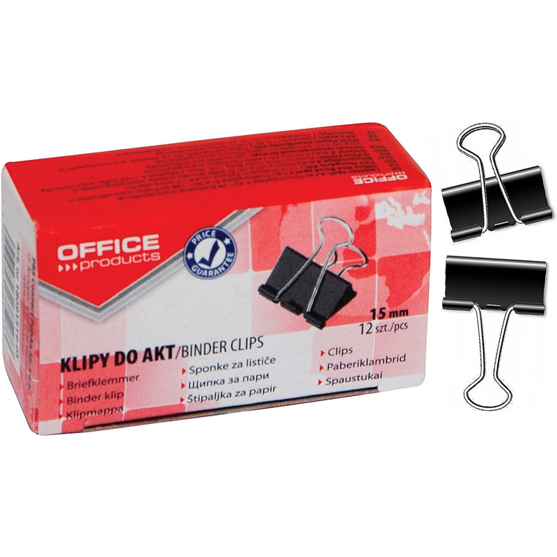 0403202669a7dba3c8469.jpeg Klipy do dokumentów Office Products 15mm czarne (12) - obrazek 1