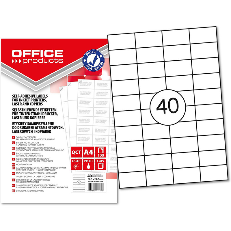 0403202669a7dc1507444.jpeg Etykiety Office Products A4 52.5x29.7mm białe (100) - obrazek 1