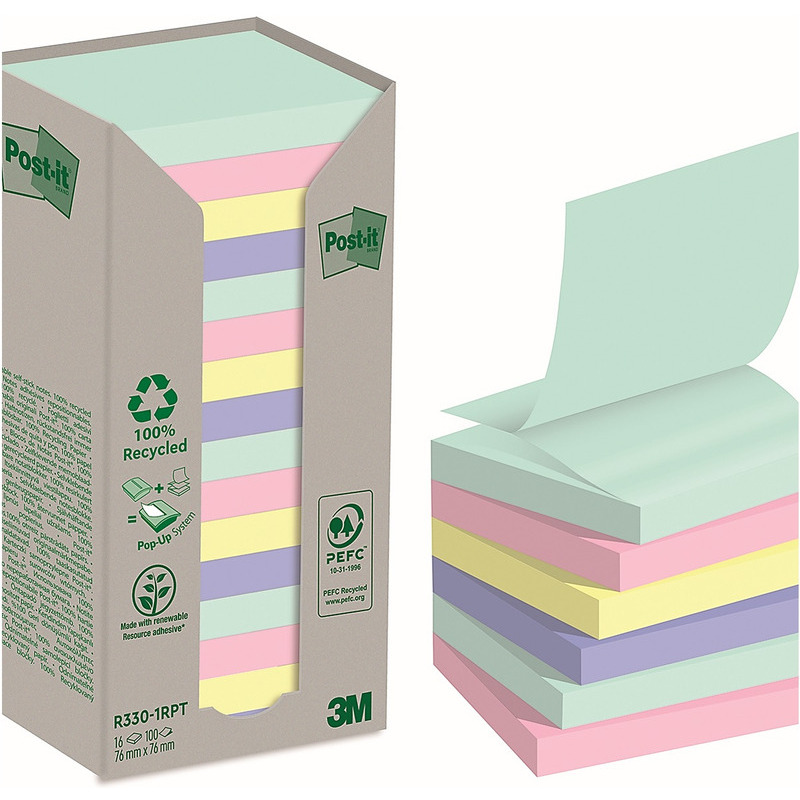 0403202669a7dc9b87c81.jpeg Karteczki Post-it Z-Notes 76x76mm (R330-1RPT) pastelowe (16x100) - obrazek 1