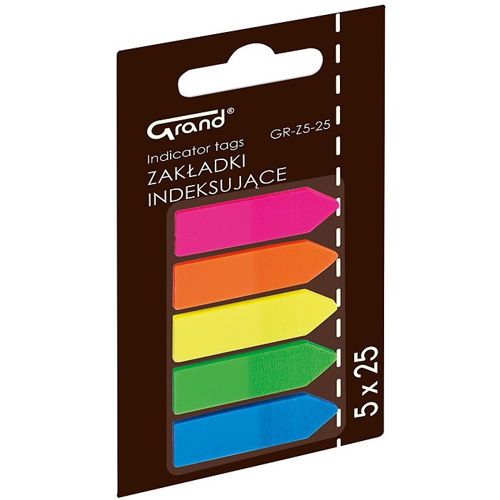 0403202669a7dcb7af021.jpeg Zakładki Grand 12x45mm strzałki 5 kolorów (5x25) - obrazek 1