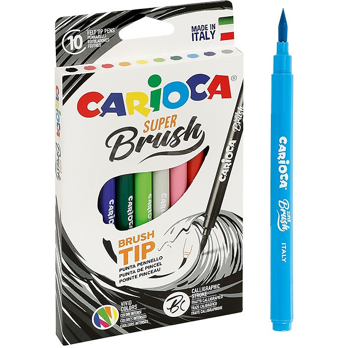 0403202669a7dd0fd5145.jpeg Flamastry Carioca Brush Tip 10 kolorów - obrazek 1