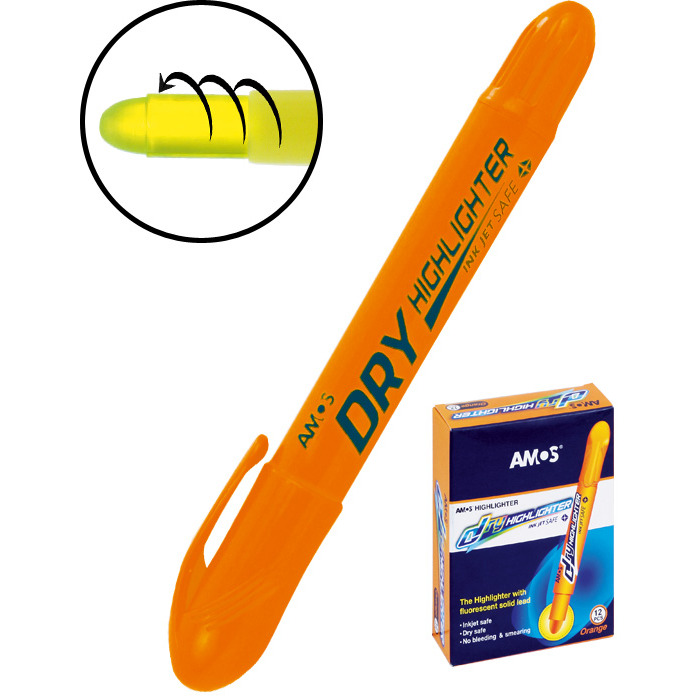 0403202669a7dd3b72b0e.jpeg Zakreślacz w sztyfcie Amos Dry pomarańczowy - obrazek 1