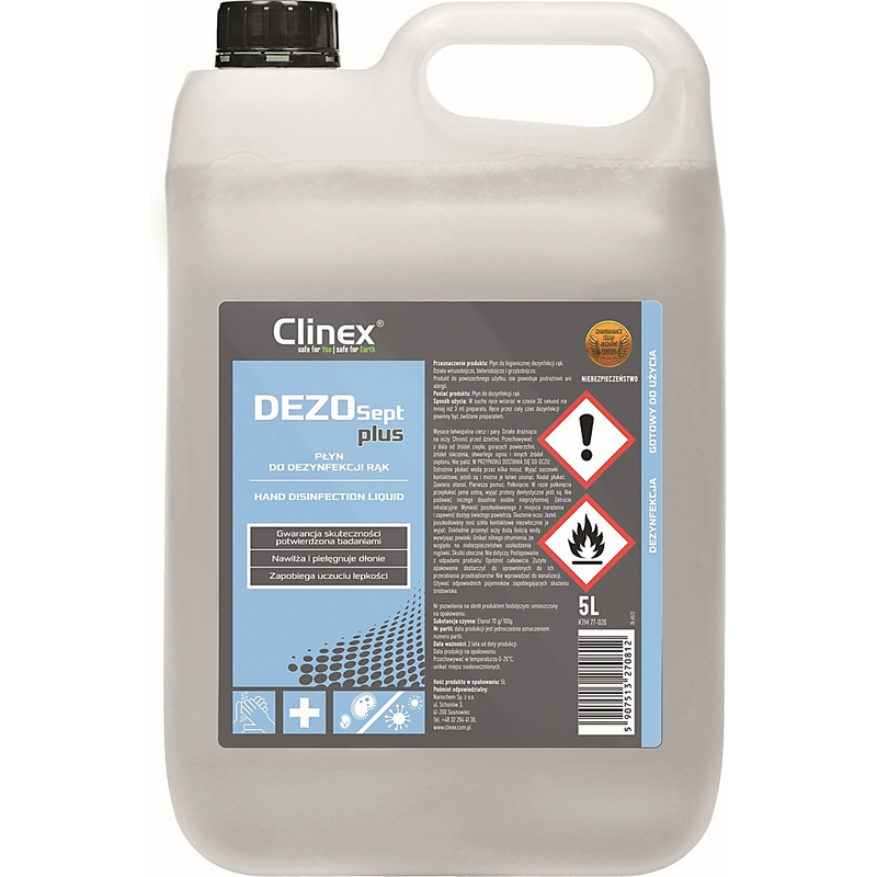 0403202669a7de17ece25.jpeg Profesjonalny płyn do dezynfekcji ršk CLINEX Dezosept Plus 5L, wirusobójczy, bakteriobójczy - obrazek 1