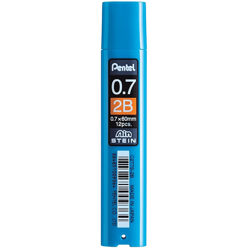 0403202669a7de36b48a1.jpeg Grafity do ołówków Pentel Ain Stein 0.7mm 2B (12) - obrazek 1