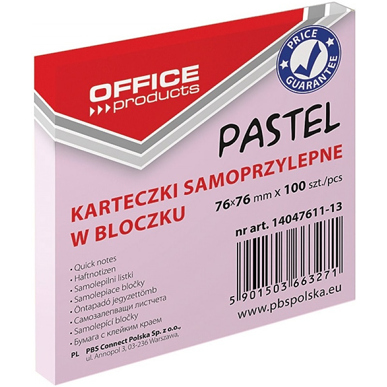 0403202669a7de6f2e04e.jpeg Karteczki Donau 76x76mm pastel różowe (100) - obrazek 1