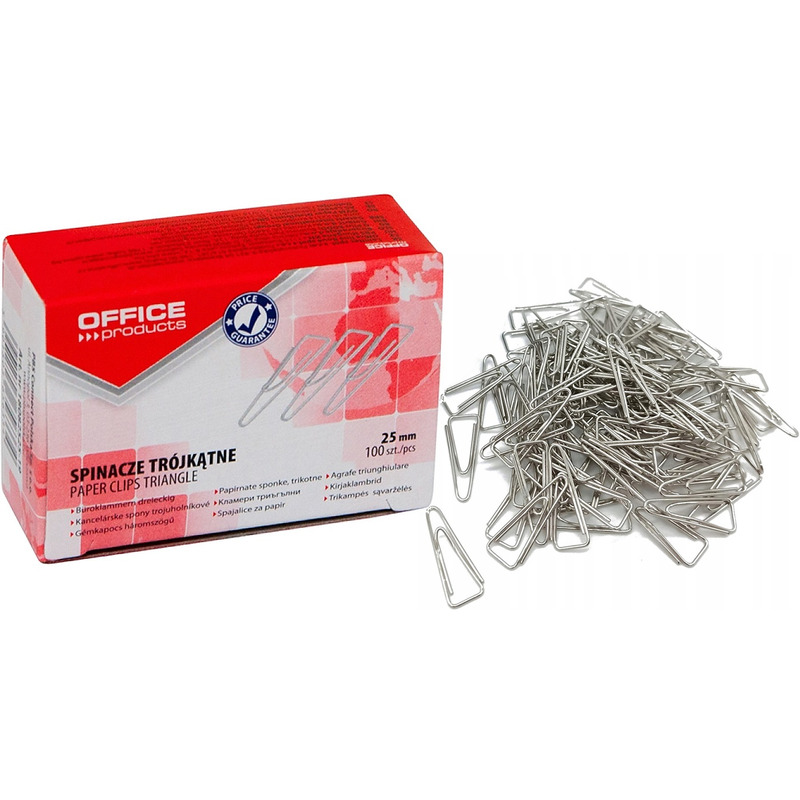 0403202669a7dfafeecb6.jpeg Spinacze trójkštne OFFICE PRODUCTS, 25mm, 100szt., - obrazek 1