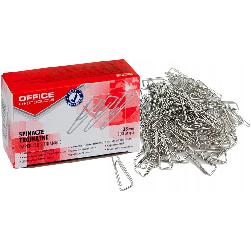 0403202669a7dfb089d05.jpeg Spinacze trójkštne OFFICE PRODUCTS, 28mm, 100szt., - obrazek 1