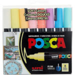 Markery z farbą plakatową Uni POSCA PC-5M 8 koloró